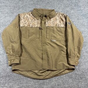 Drake Waterfowl Systems Shirt Women's 14 Brown Camo Button Up Hunting Fishing